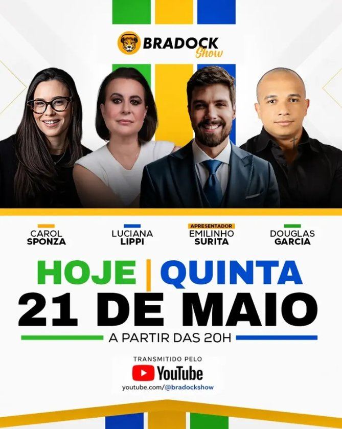 Luciana Lippi no Bradock Show — análise política ao vivo